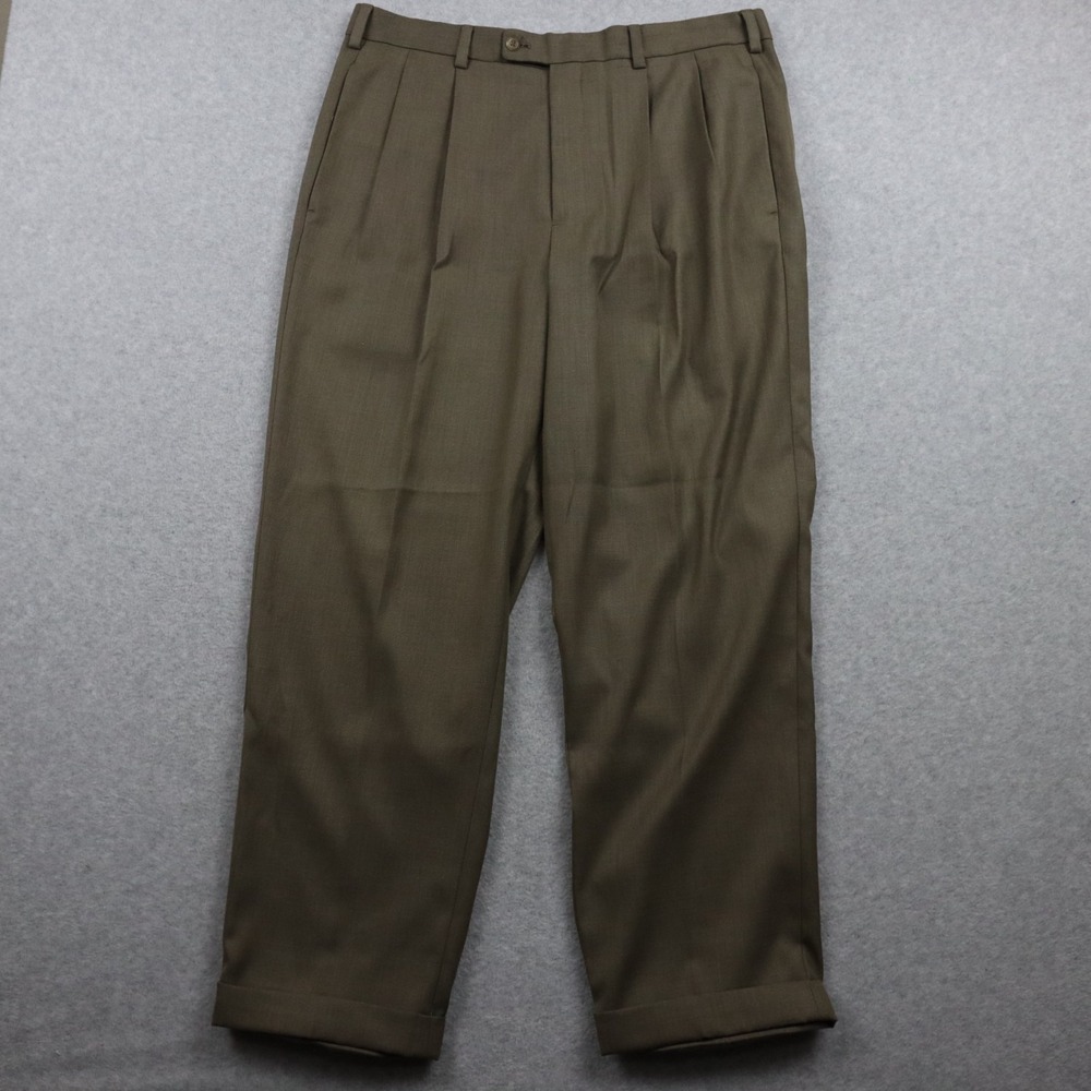 Perry Ellis Portfolio Pants‎ Mens 36x30 Dress Suit Formal Cuffed Pleated Brown